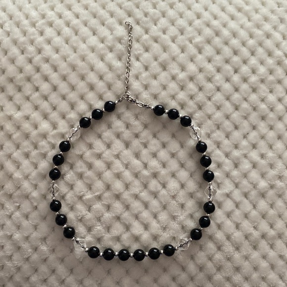 Jewelry - Black, silver, clear bead necklace